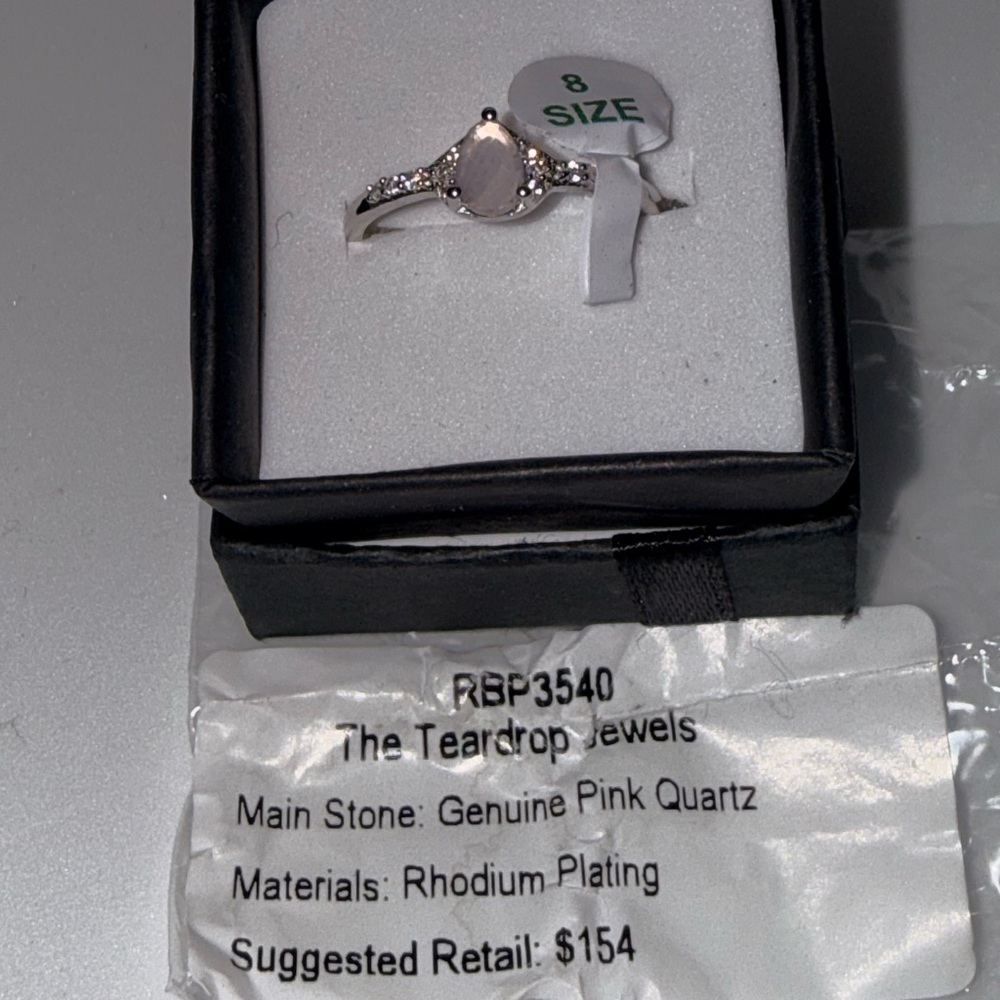 The Teardrop Jewels Pink Quartz Silver Ring